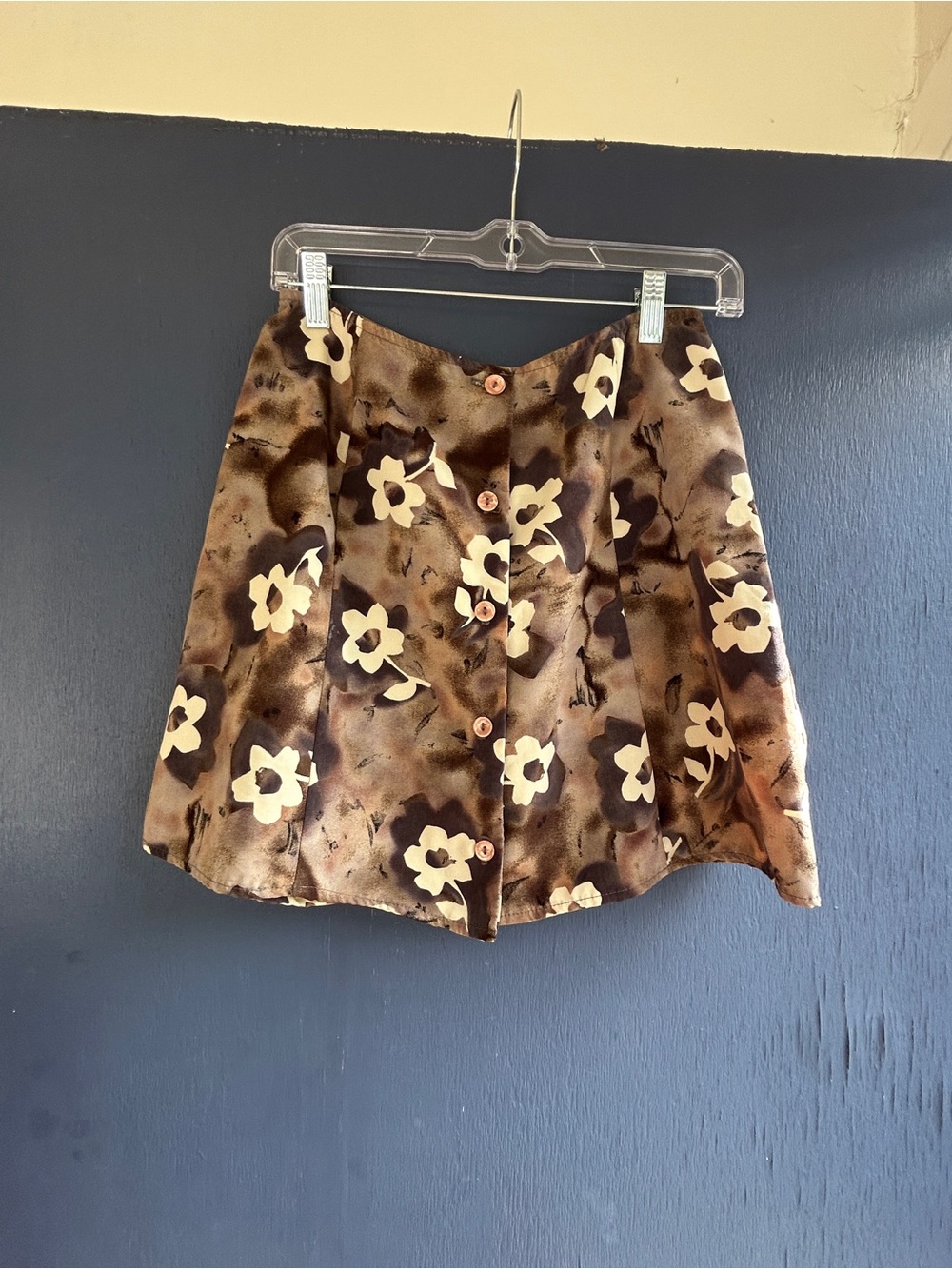 Brown floral mini skirt beach cover up